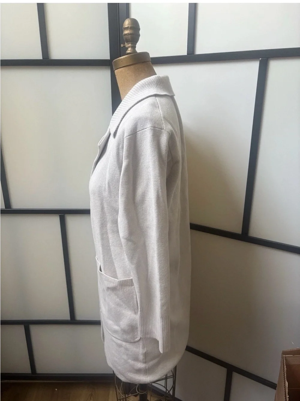 J.Crew Cotton-Wool Blend Knit Sweater Coat Cardigan Size XS Dove Gray